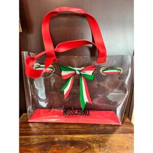 Moschino Vintage Clear Tote – Italian Flag Logo – 80s/90s